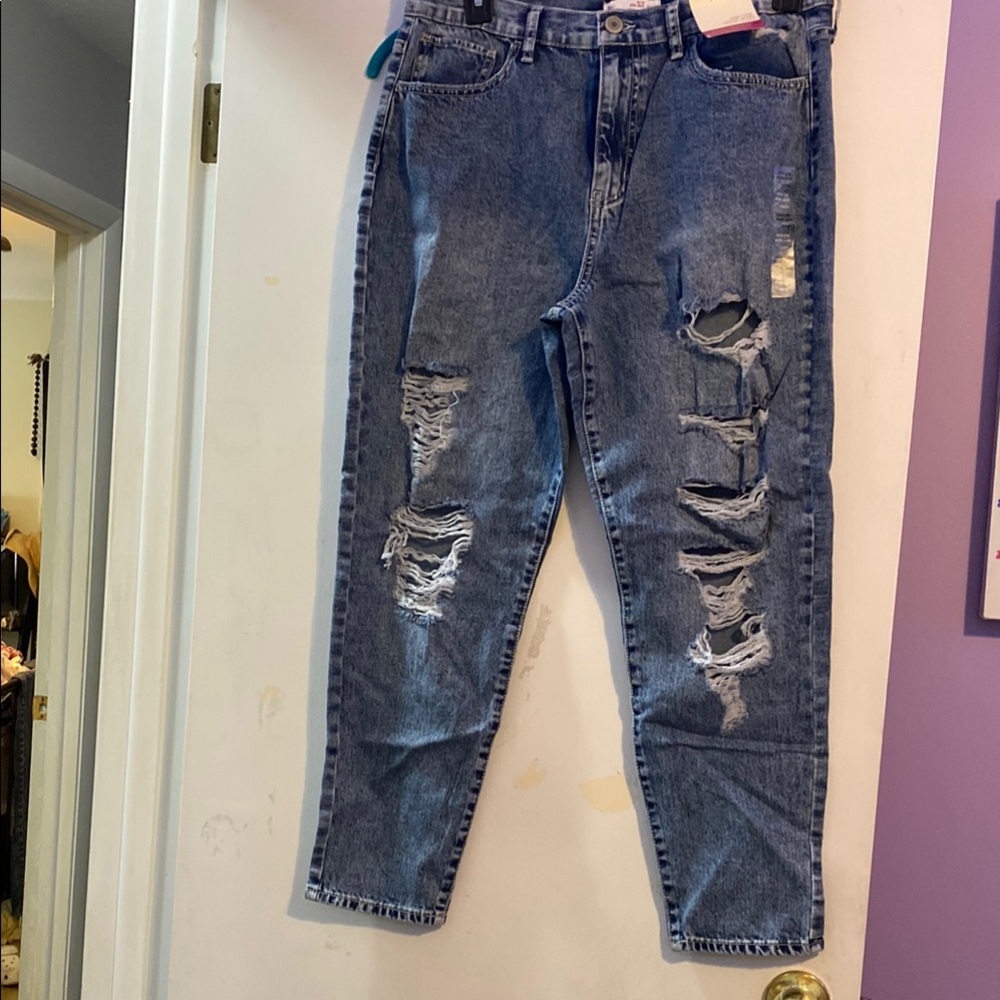 Distressed Blue Jeans